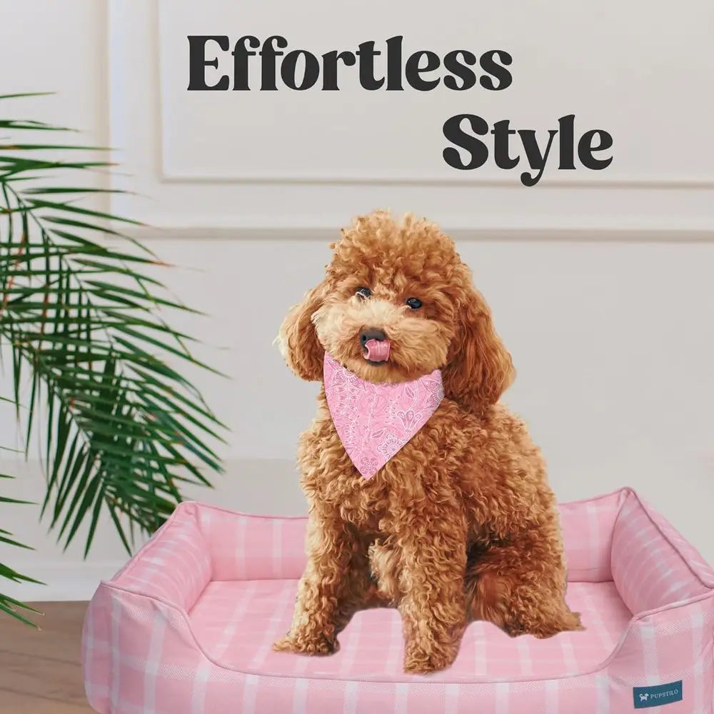 Medium Grey Plaid Orthopedic Bolster Dog Bed with CertiPUR-US Foam, Recycled Fabric, Washable Cover, and Anti-Slip Base