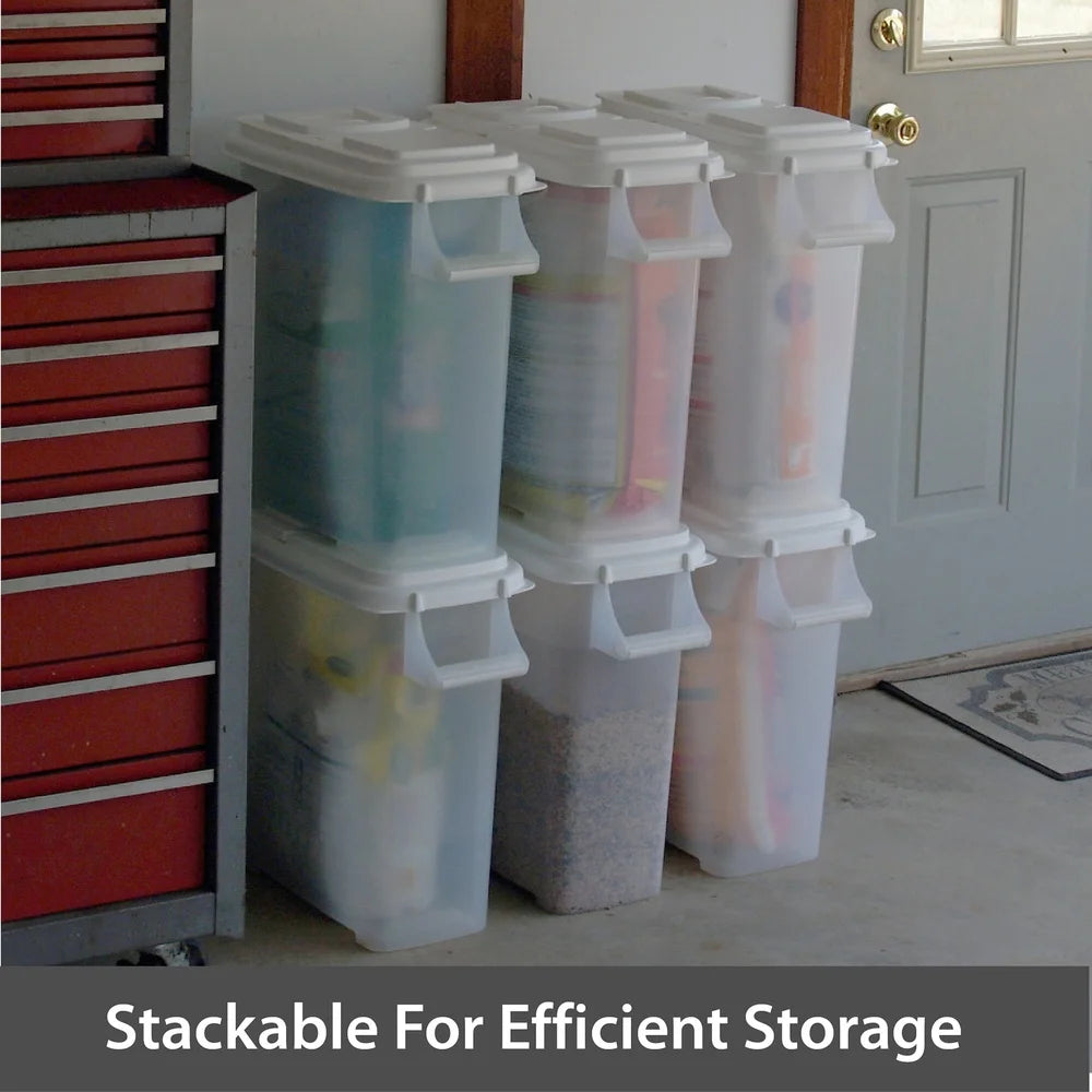 16 Quart Pet Food Dispenser with Pouring Spout Handle Clear Storage Container Easy Clean Stackable Design Kibble Treats