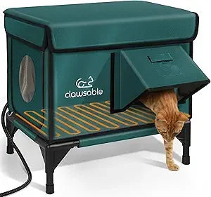 Outdoor Insulated Cat Shelter with Waterproof Design and Safe Escape Door for Winter Heating