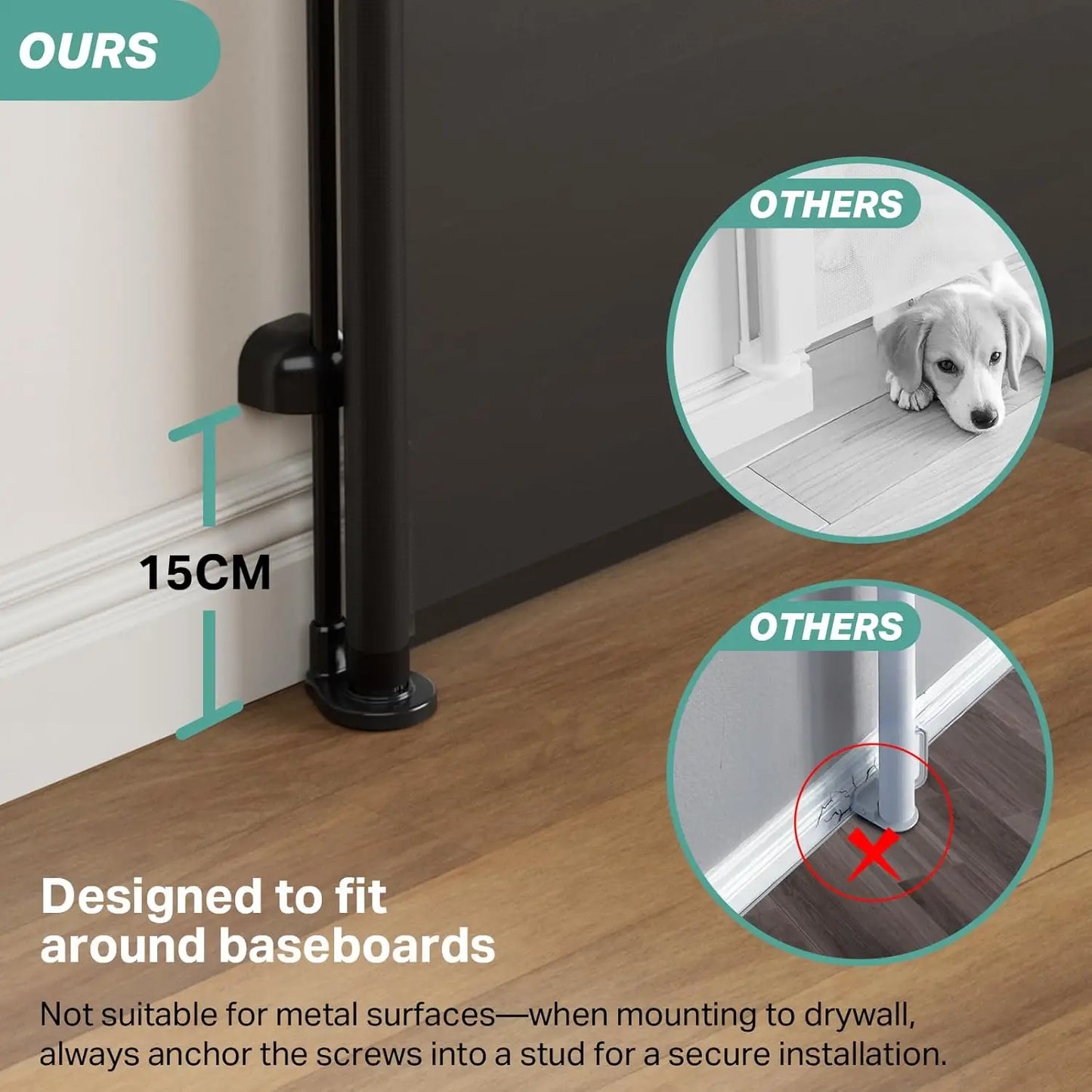 2-Pack Retractable Baby Gates for Stairs, 55" Wide Soft Mesh Pet Gate for Dogs with One Hand Opening, 34" Tall Toddler Gate