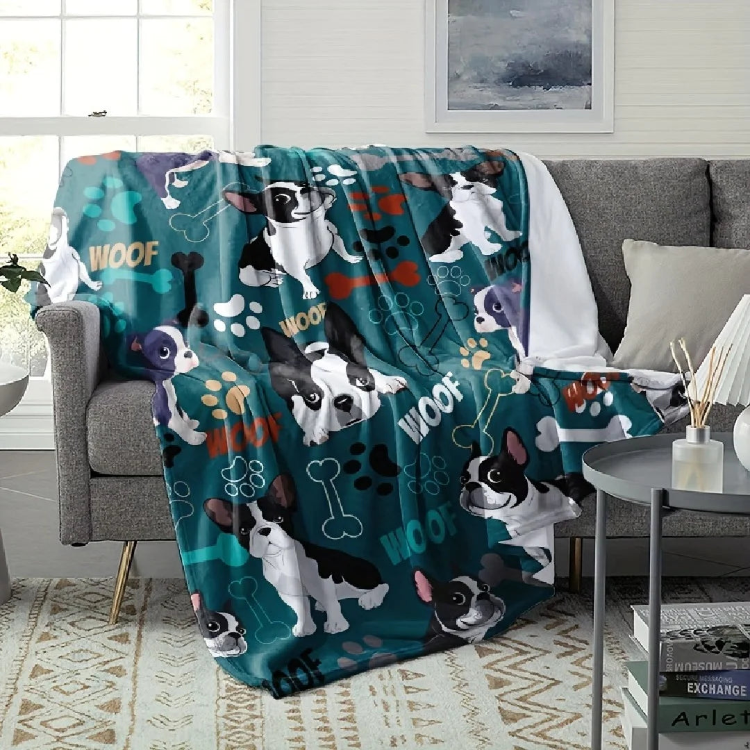 Boston Terrier Dogs Flannel Blanket Nordic Minimalist Printed Throw Blanket – Soft Thermal Insulated Design