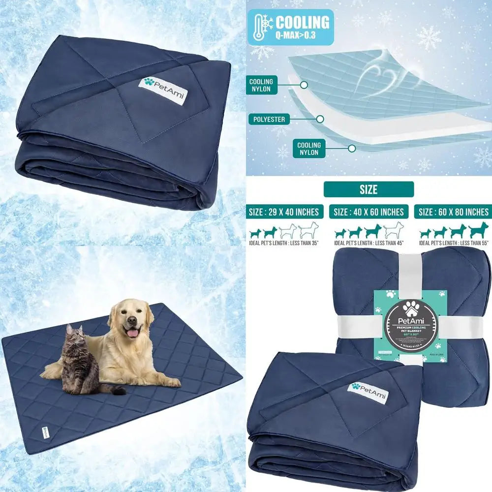 Luxury Cozy Dog Blanket | Soft Pet Throw for Dogs & Cats | Reversible Couch Cover | 90x90 Navy